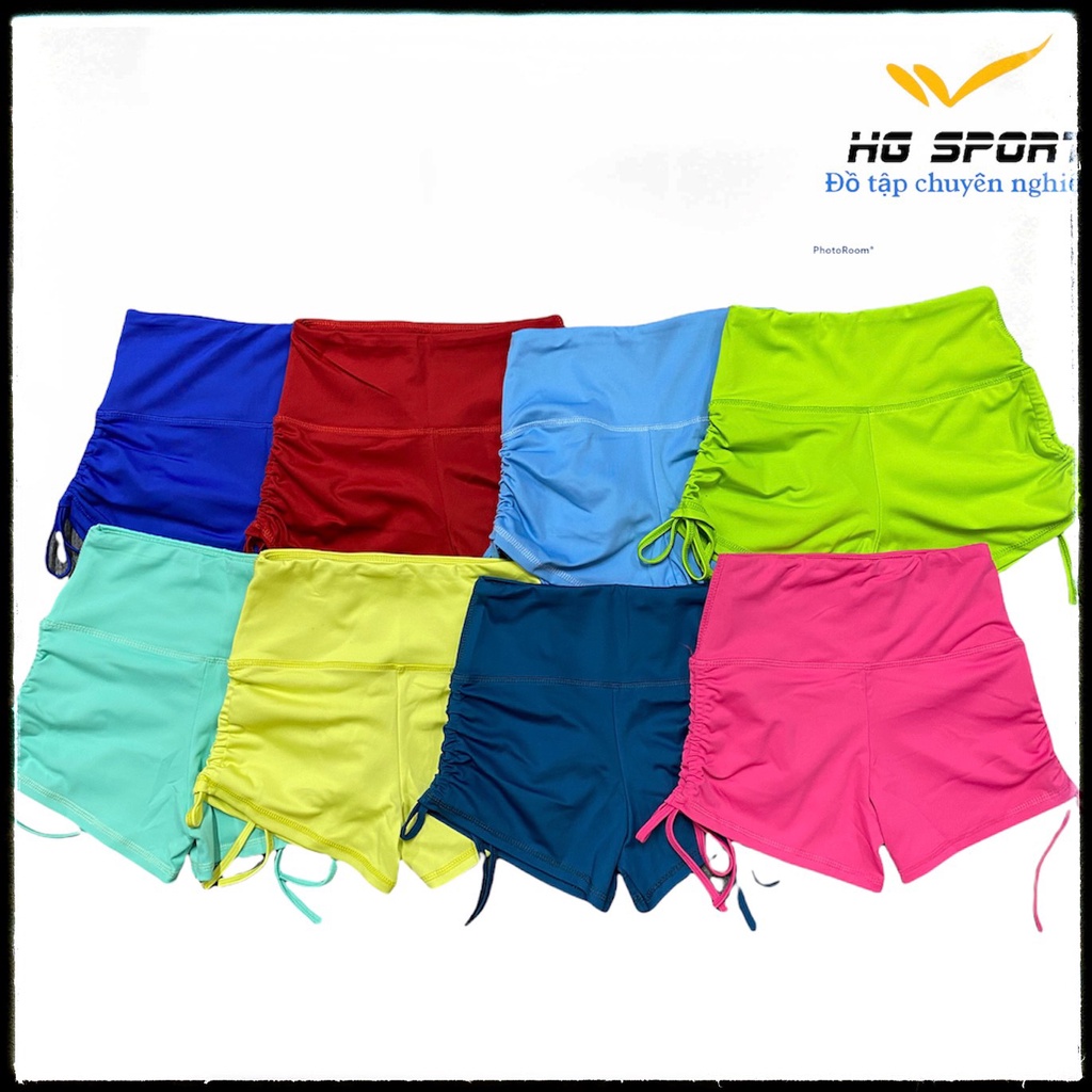 Quần Đùi Tập gym nữ, Quần Tập Thể thao, Aerobic Lưng Cao Dây Rút QDR02