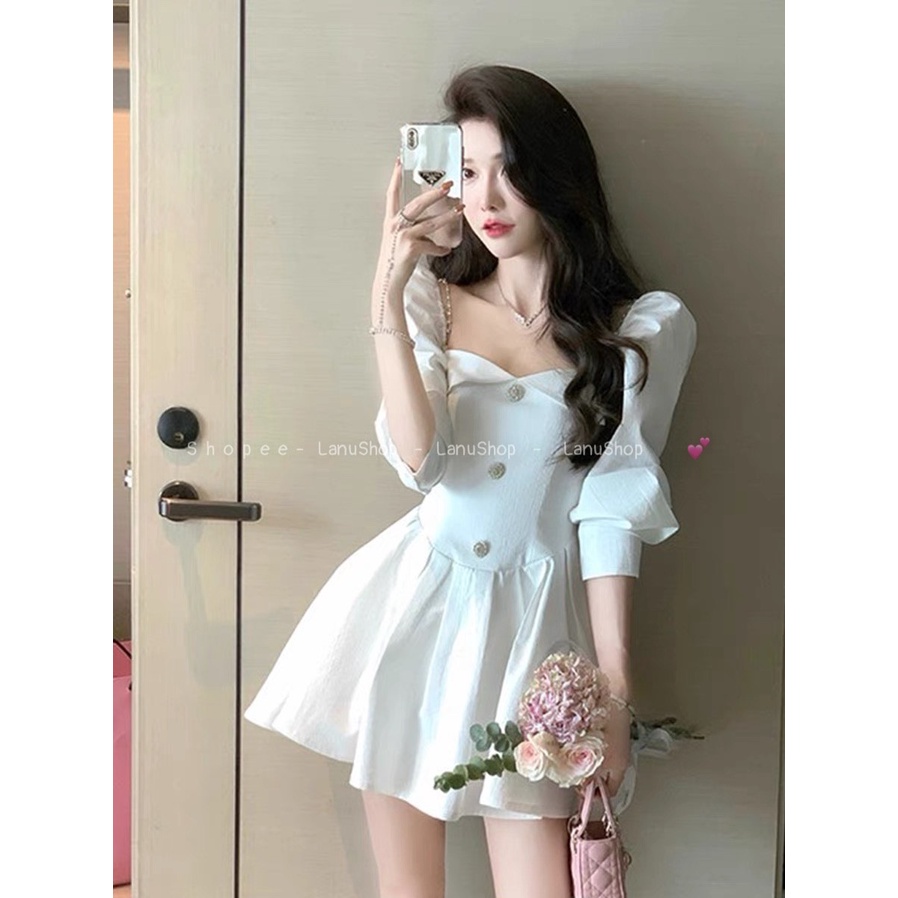 Váy trắng xòe mặc nhiều kiểu Hàng sẵn Lanushop