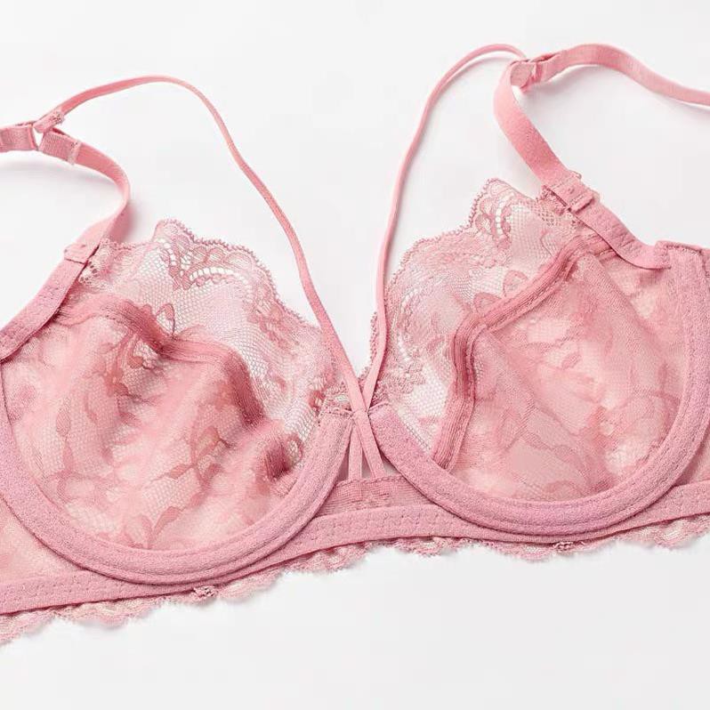 Bộ đồ lót B018 Mand ren nơ dây chéo ko đệm có gọng - BL