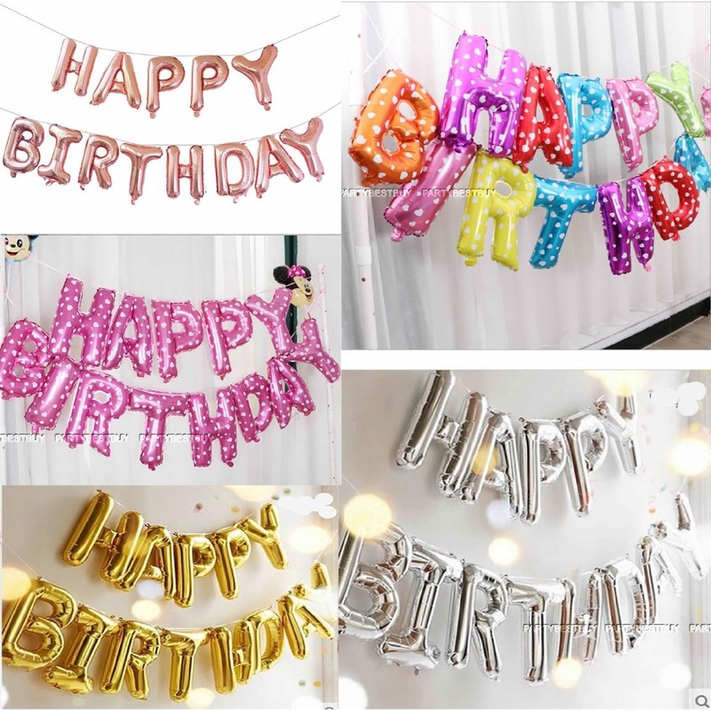 Set 13 Bong Bóng Tráng Nhôm 16 Inch In Chữ Happy Birthday Dùng Trang Trí Tiệc Sinh Nhật