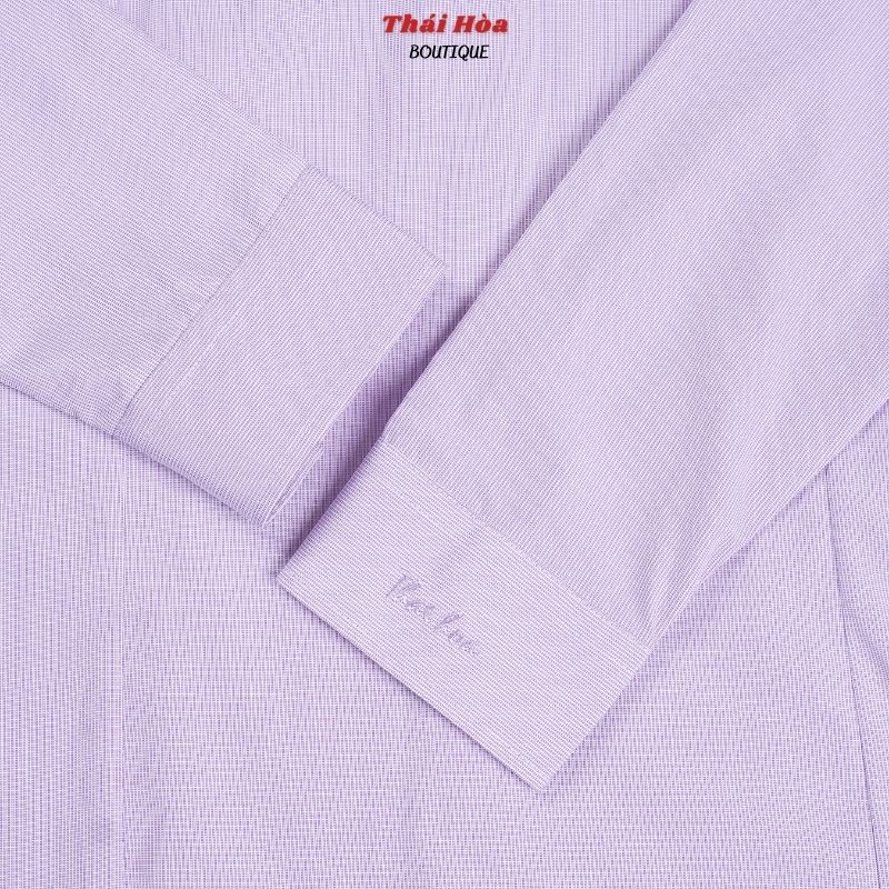 Áo sơ mi nữ màu tím dài tay công sở đẹp kẻ tăm caro chìm cotton Thái Hoà 631-11-01