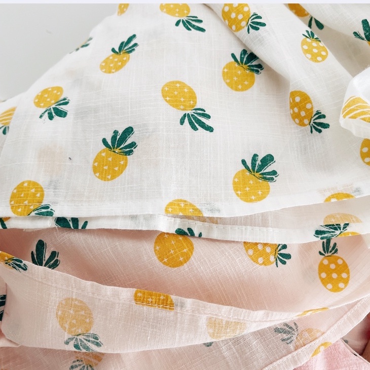 [Hàng Mới Về] Váy Họa Tiết Quả Dứa Mặc Hè Cổ Thắt Nơ Cho Bé Gái Sơ Sinh MINTSCLOSET Size Từ 1 - 5 Tuổi - GV0044