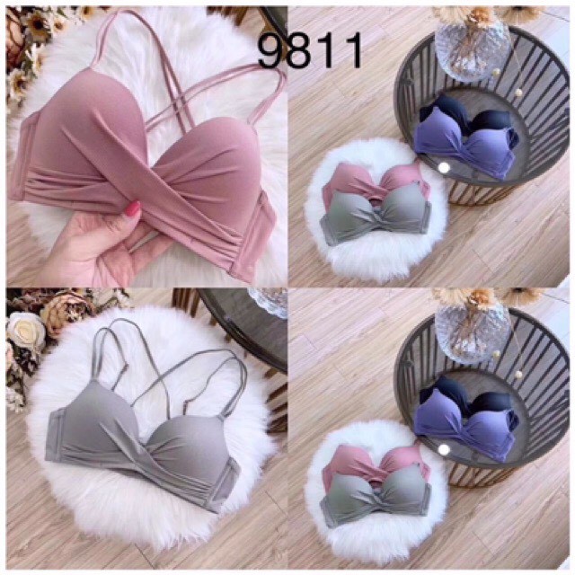 Bộ đồ lót không gọng nhún nơ thông hơi siêu mát có size 34 36 38 cho các nàng lựa chọn