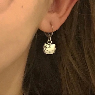 European and American Style Ins Cartoon Cat Necklace Sweet Cool Girl Clavicle Chain Retro KT Cat Earrings Alloy Earrings