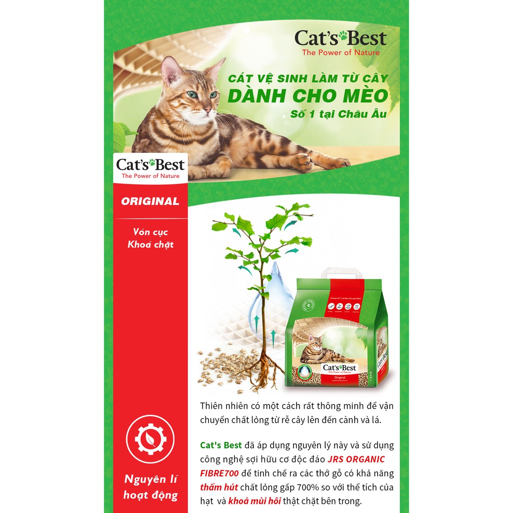 [TẶNG XÚC XÍCH] Cát hữu cơ cho mèo - CAT'S BEST ORIGINAL (5L) - Cát vệ sinh hữu cơ vón cục khử mùi và vi trùng