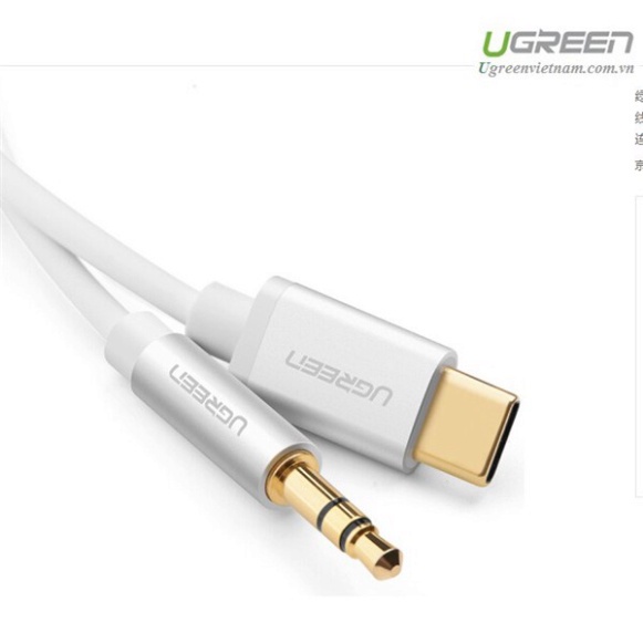 Cáp USB type-C to Audio 3.5mm có Microphone, dây xoắn lò xo 1 mét UGREEN 30633  - Phân Phối Chính Hãng