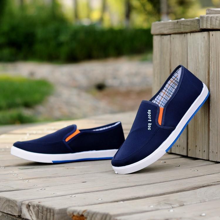 HN-Giày lười sneaker cách tân không dây MÀU ĐEN - Giày vải thời trang cao cấp nam/nữ