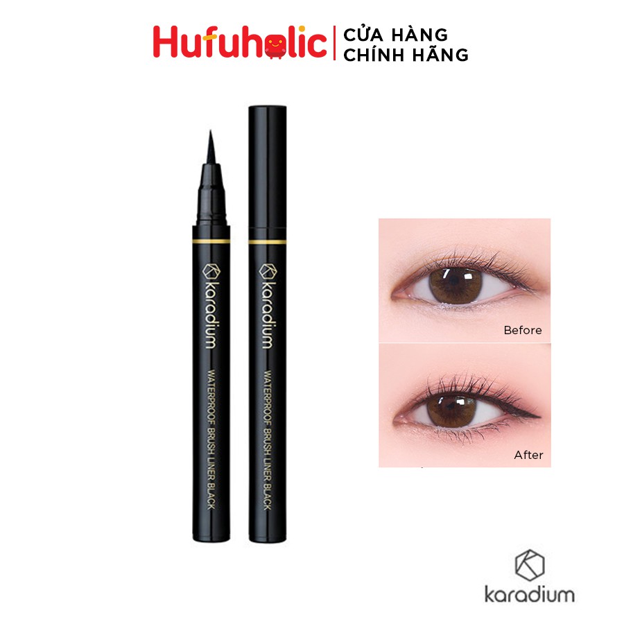 KARADIUM – Kẻ mắt nét mảnh chống nước Waterproof Brush Liner Black vỏ trắng KARA02