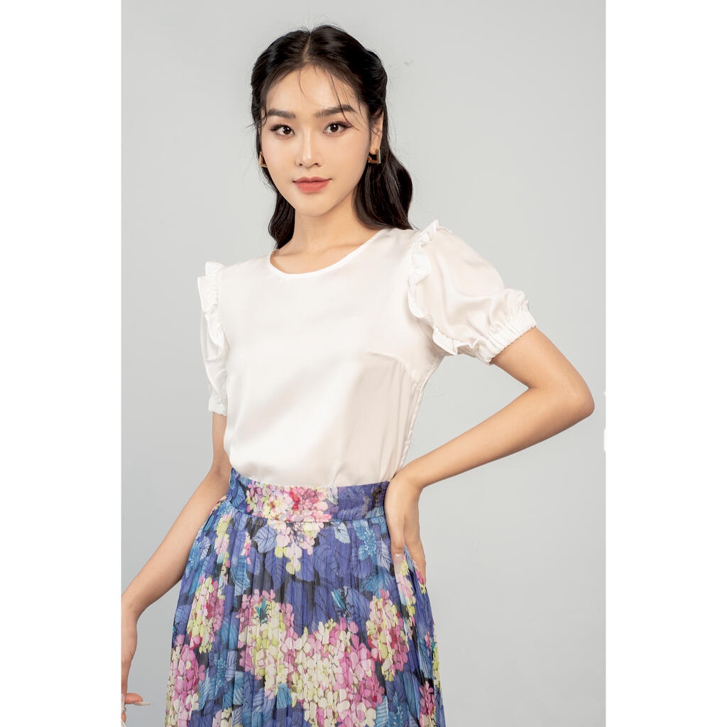 Áo sơ mi cổ tròn, tay bèo bo chun MMOutfit M-AO071221261