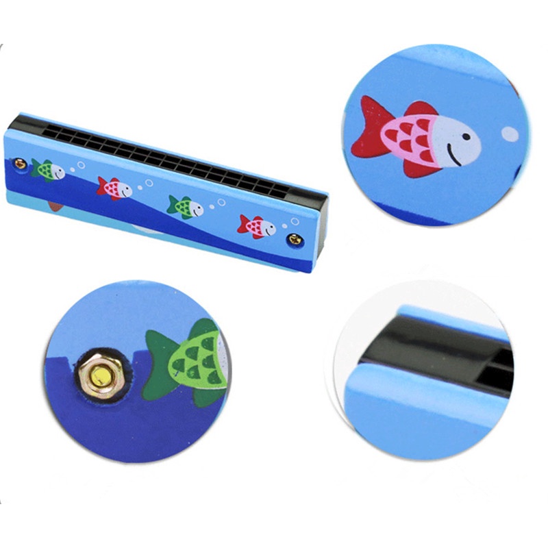 Kèn Harmonica Gỗ 16 Lỗ Họa Tiết Hoạt Hình Dễ Thương Cho Bé