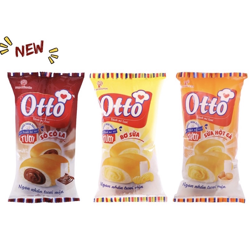 COMBO 5 CÁI BÁNH MÌ TƯƠI OTTO NHÂN BƠ SỮA/SOCOLA/HỘT GÀ HSD:10->13 NGÀY