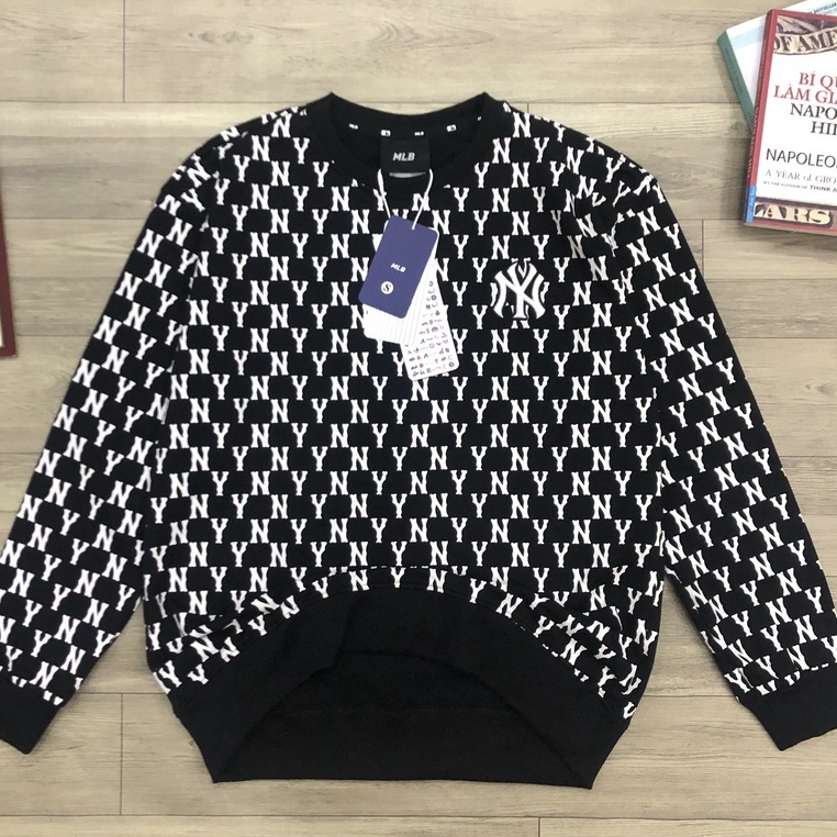 ẢNH THẬT - Áo Nỉ Da Cá Dài Tay MLB Sweater NY Monogram  VNXK - ÁO THUN NAM NỮ SWT HÀNG XUẤT DƯ FULLTAG