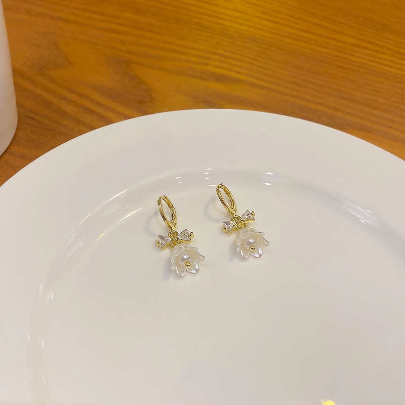 Khuyên Tai Hình Nơ Đính Đá Dễ Thương Ngọt Ngào Phong Cách Hàn Quốc