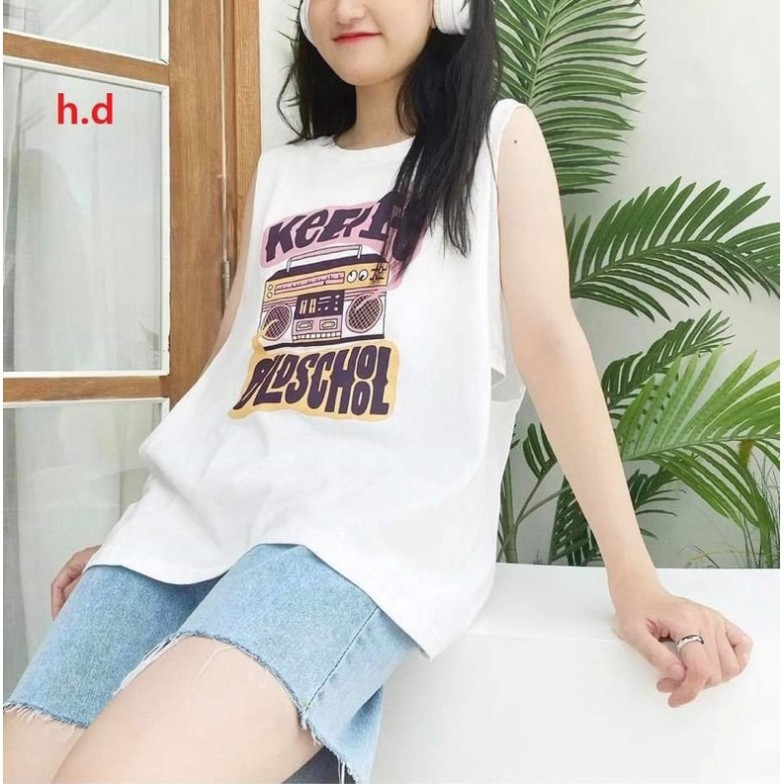 Sét áo ba lỗ keep và quần đùi bò HĐ0621