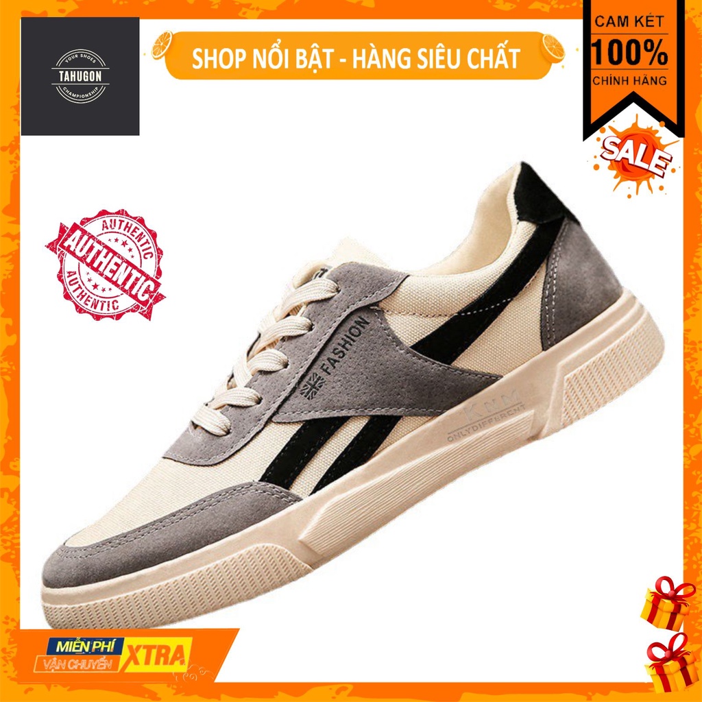 Giày thể thao nam Nỉ Tahugon kiểu dáng sneaker buộc dây cổ thấp dễ phối đồ, êm chân phù hợp đi học, đi chơi, đi làm | BigBuy360 - bigbuy360.vn