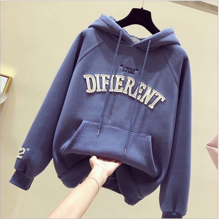 Áo khoác Hoodie unisex nam nữ thêu chữ Difierent, Áo khoác Hoodie form rộng chất nỉ bông 2 lớp siêu ấm | BigBuy360 - bigbuy360.vn