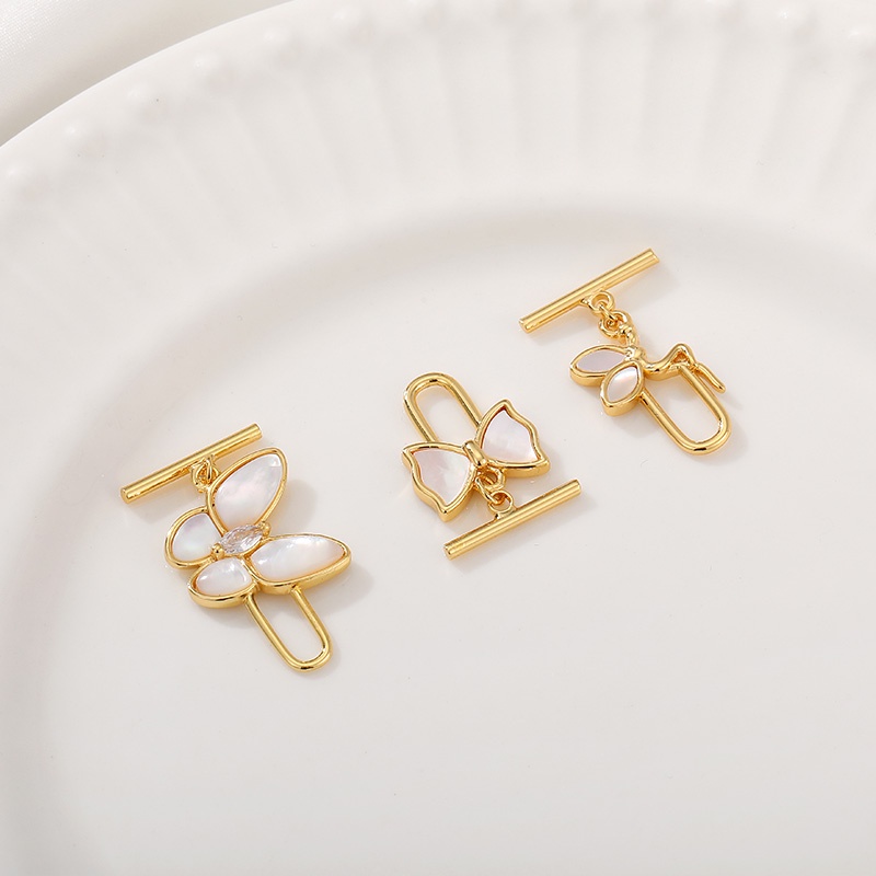 Khóa Cài Túi Xách/ Vòng Tay Hình Bướm Bằng Đồng 18K diy Màu Vàng Duyên Dáng diy