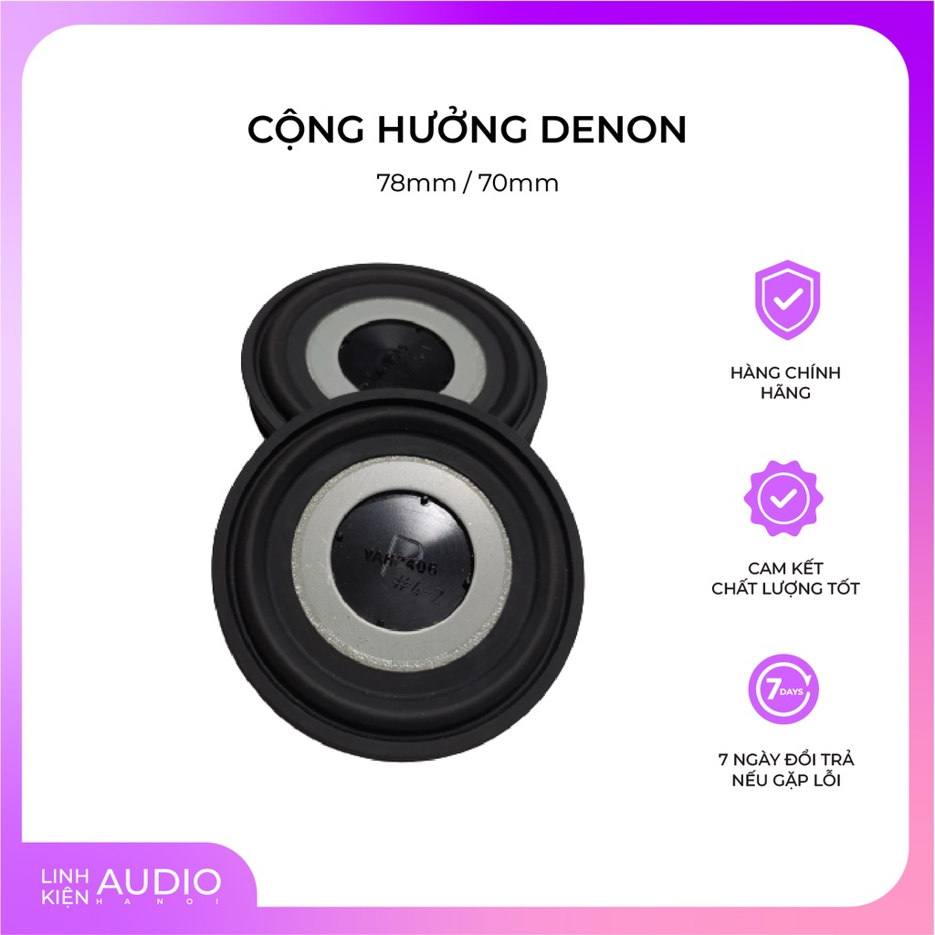 Màng cộng hưởng Denon tròn mặt kim loại nặng, hàng tháo máy, xịn xò, KT toàn vành 78mm mở lỗ 70mm