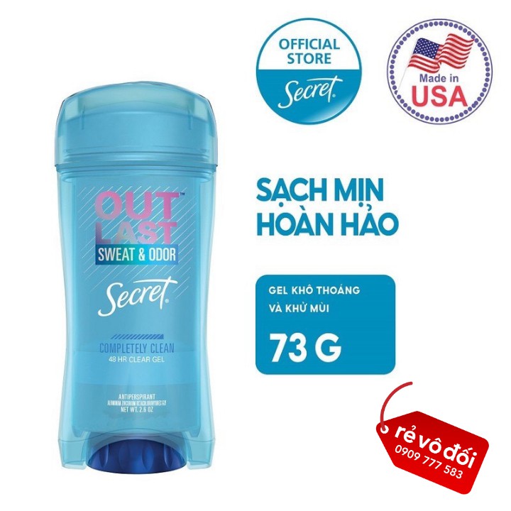 Lăn khử mùi Secret Clear dạng Gel ngăn tiết mồ hôi và khử mùi nữ dài lâu 73g - Mỹ