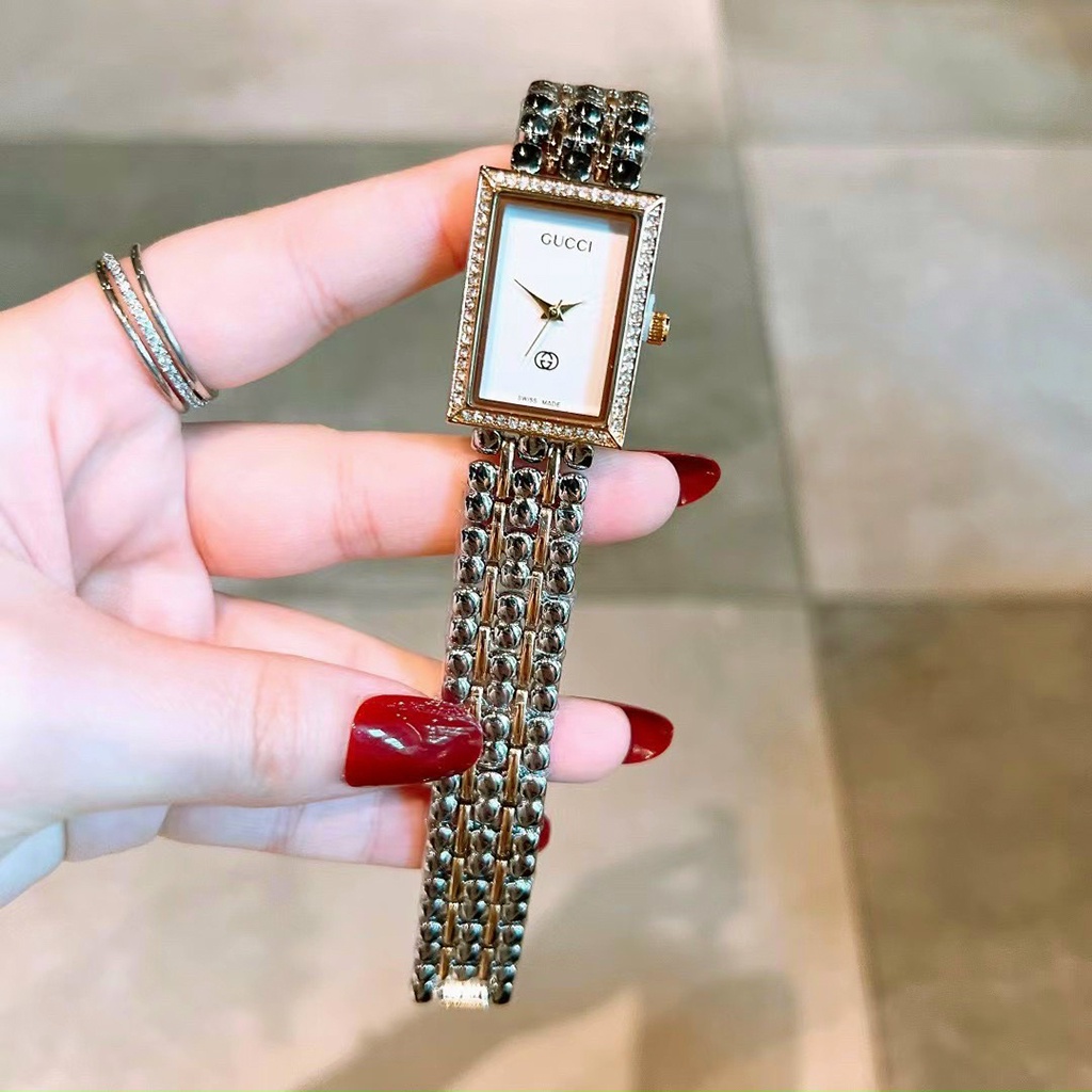 Đồng hồ nữ Gucci mặt chữ nhật dây thép không gỉ sang trọng tinh tế - bảo hành 12 tháng
