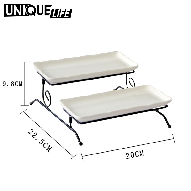 Giá đỡ 2 tầng bằng sứ dùng phục vụ món tráng miệng / trái cây