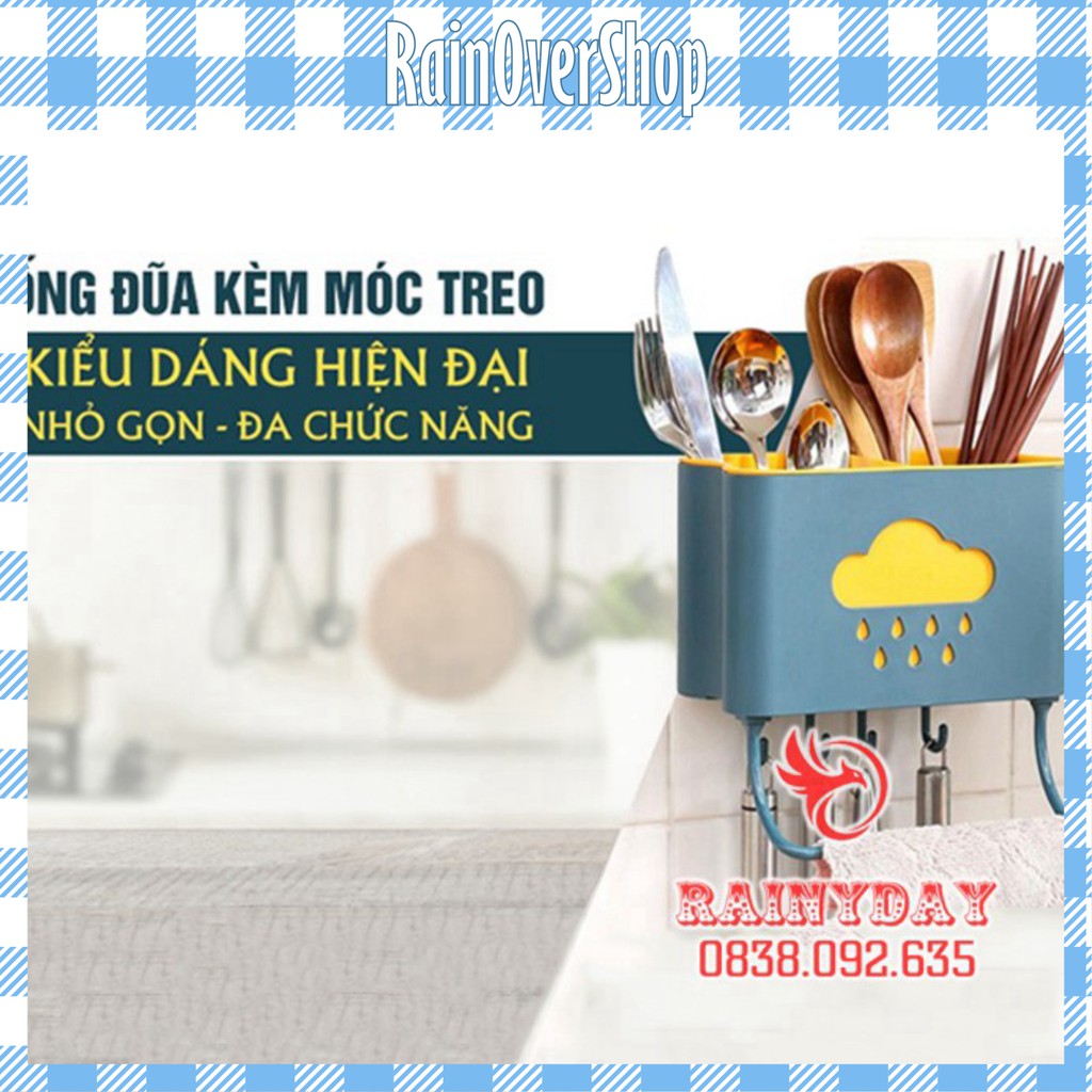 Kệ ống để đựng cắm đũa thìa dao muỗng dán treo tường nhà bếp nhựa hình đám mây