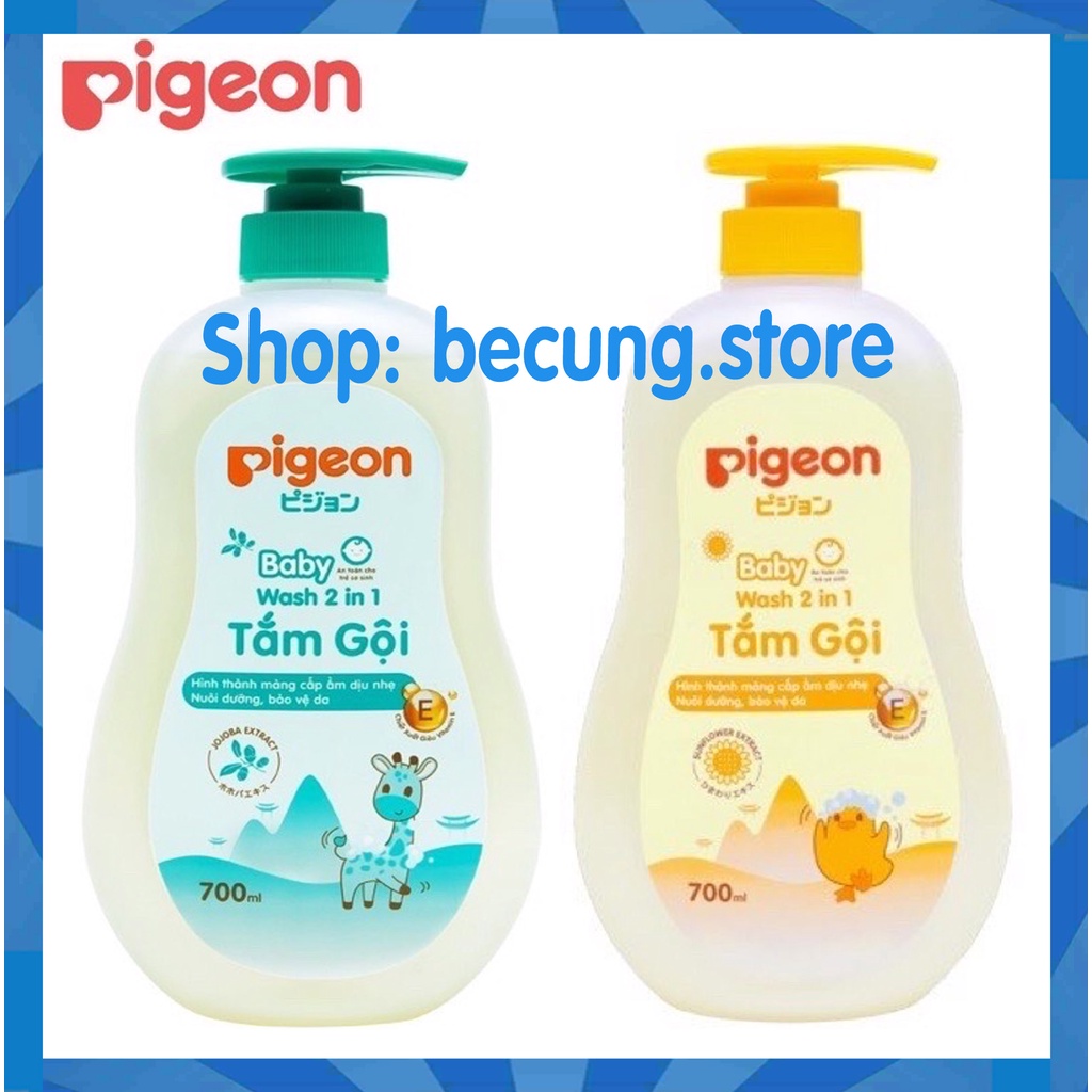 Tắm Gội Pigeon, Sữa tắm gội Toàn Thân Cho Bé 2 in 1 700ml (Date mới).