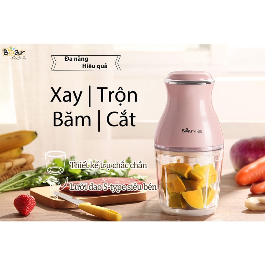 Máy Xay thịt, Thực Phẩm Mini Đa Năng Bear QSJ-B02U2_Máy Xay Sinh Tố Cầm Tay Mini, Xay Tỏi Ớt, Thịt Cá Tôm,.._BH 18 Tháng