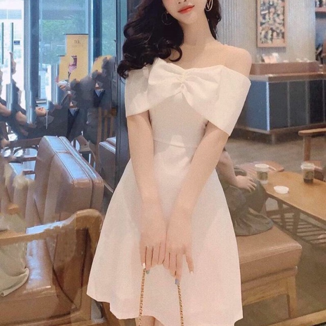 đầm chíp ngực nơ phối lưới siêu xinh XX
