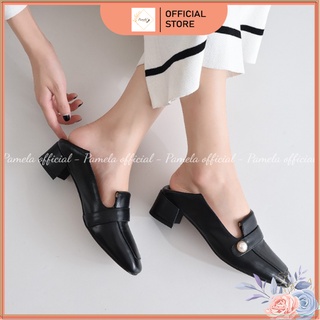 PAMELA - Giày Mũi Vuông Đính Ngọc Tiểu Thư Hot Trend 2022 (5cm) - Gi03