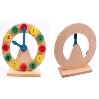 Đồ chơi gỗ - đồng hồ gỗ để bàn khuyết giữa - đồ chơi giáo dục cho bé