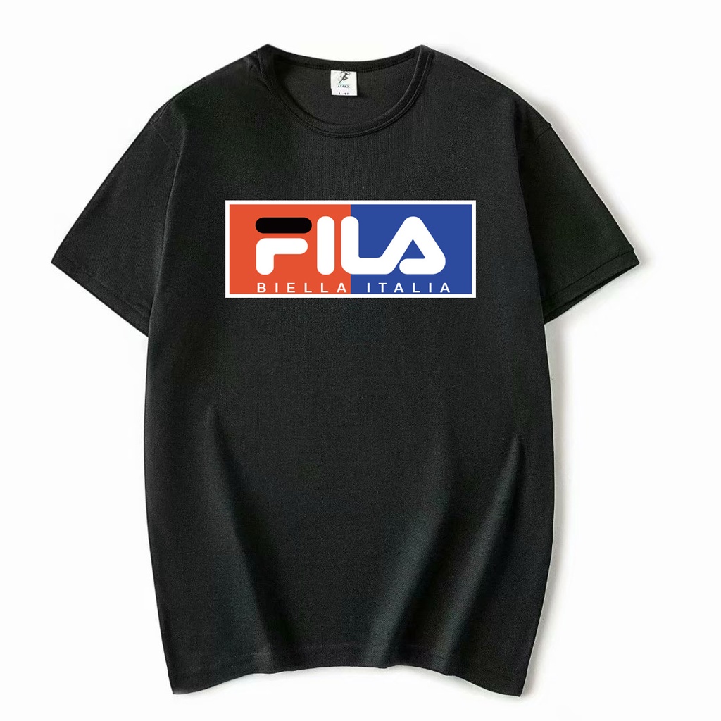FILA Áo thun tay ngắn cổ tròn in chữ S-3xl thời trang sang trọng cho nam