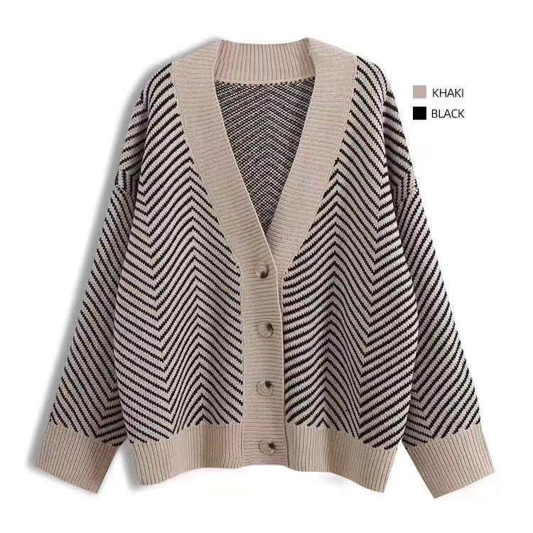Áo Khoác Cardigan Cổ Chữ V Dáng Rộng Thời Trang Theo Phong Cách Retro