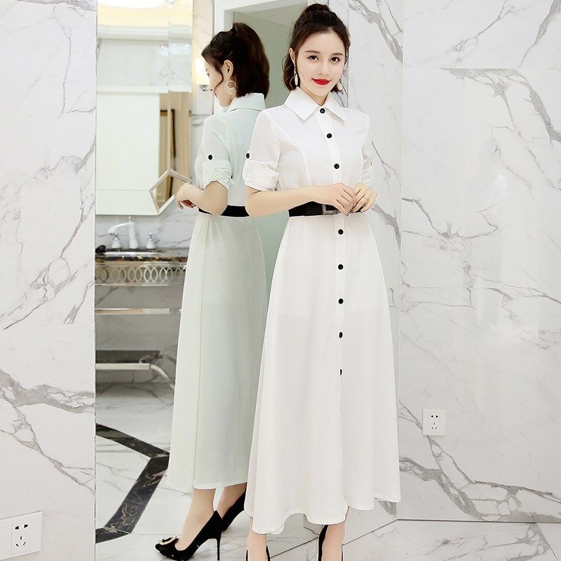 Đầm Sơ Mi Tay Dài Dáng Ôm Màu Đen / Đỏ Thời Trang Xuân Thu Xinh Xắn Cho Nữ