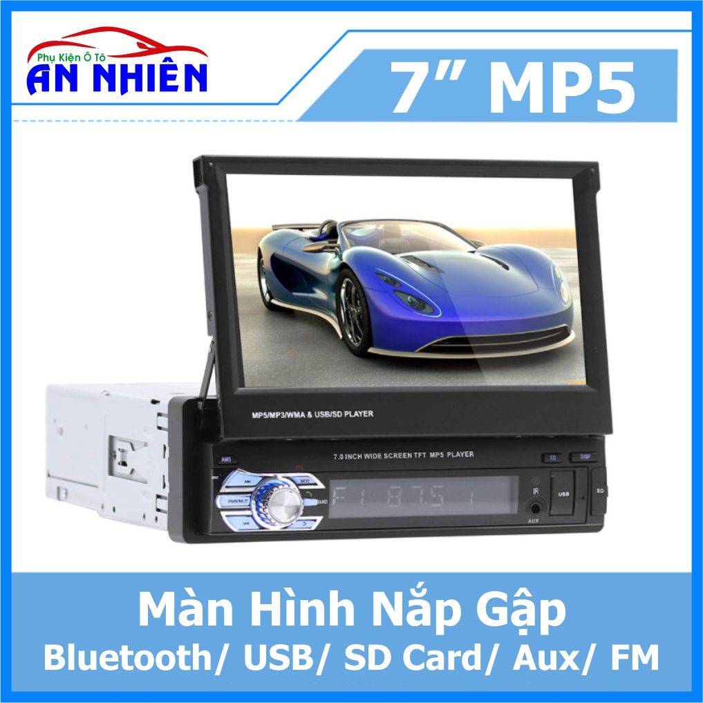 Đầu DVD Màn Hình 7&quot; Kéo Gập Tự Động Chơi Nhạc MP5 - Màn Hình Ô Tô Đa Năng Kết Nối Bluetooth/ USB/ SD Card/ Aux/ Radio