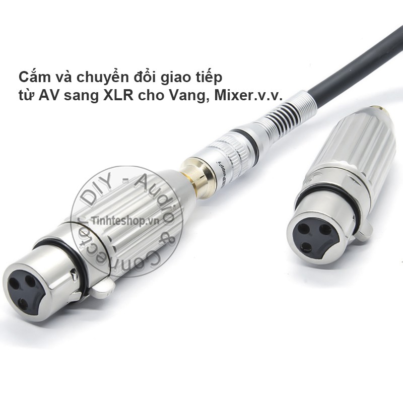 2 chiếc - Đầu giắc chuyển đổi AV RCA cái sang XLR cannon DIN 3pin cái - Khẩu chuyển Canon XLR 3PIN male ra AV/RCA female