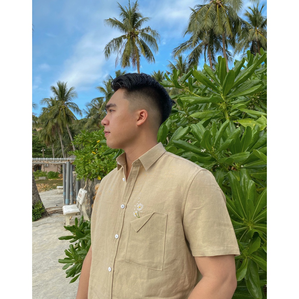 Áo sơ mi nam tay ngắn Linen thêu hoa và không thêu hoa