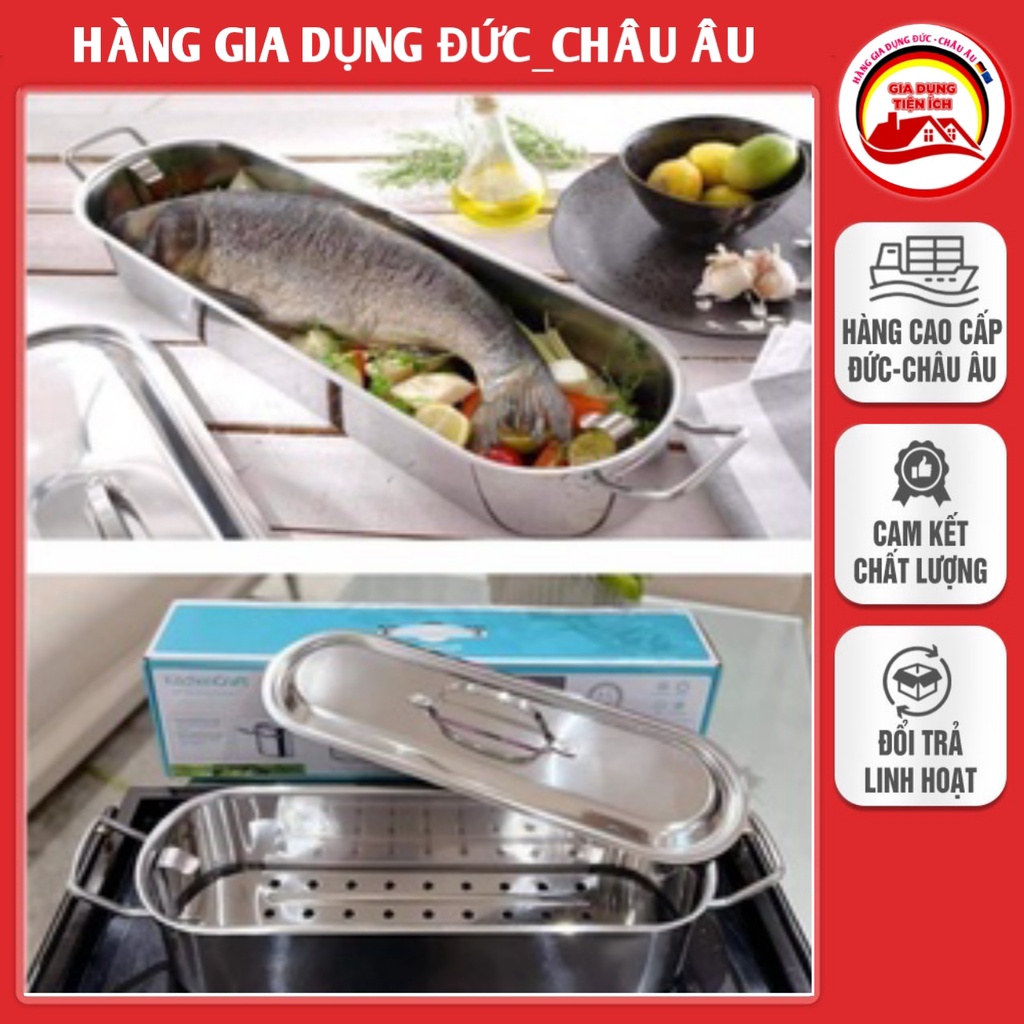 Nồi hấp cá KitChen Craft 55cm, thép không gỉ Cromagan, dùng cho mọi loại bếp - Nhập Đức