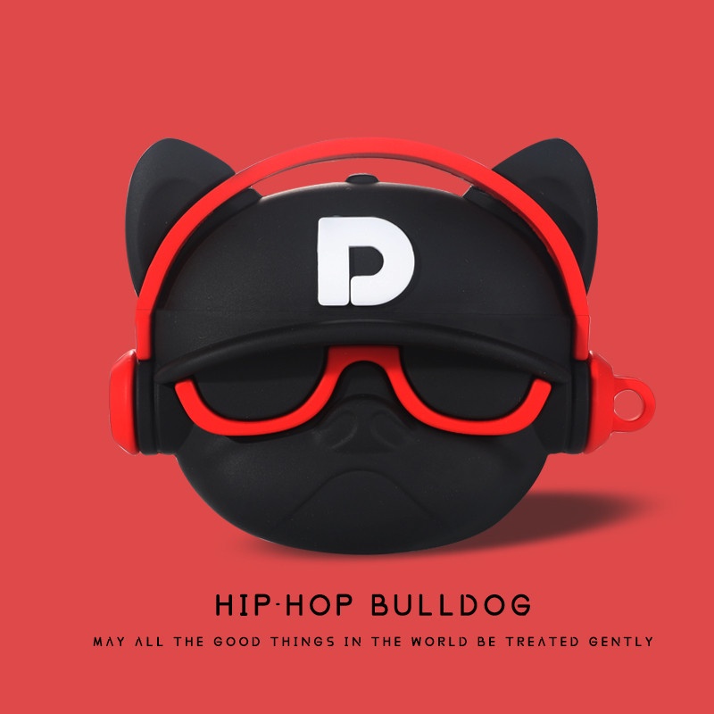 Ốp airpods 1 2 3 Pro hình chó bull hiphop đỏ cool ngầu