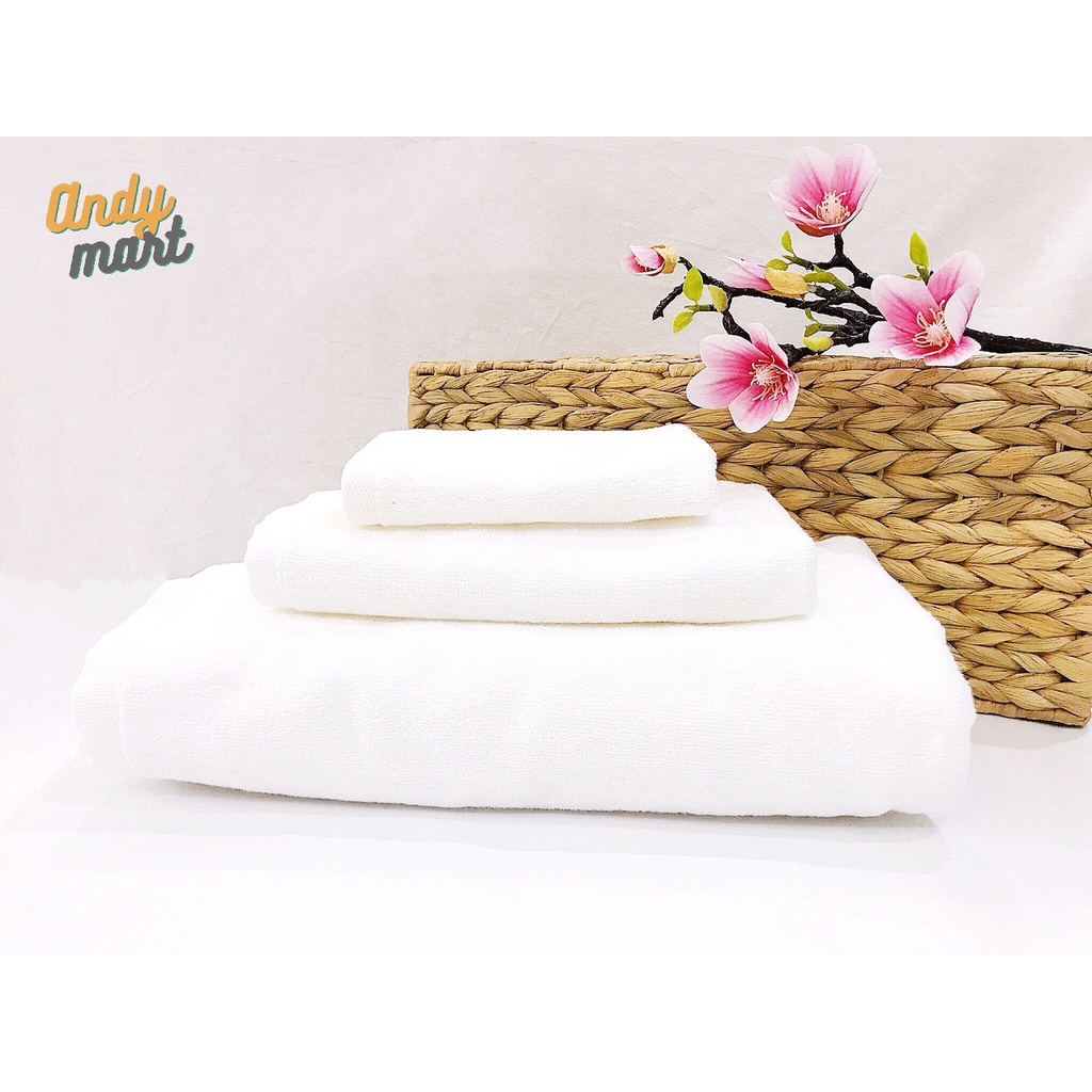 Khăn tắm khách sạn trắng 320gr sợi cotton thấm hút tốt, mềm mại, không nhớt, rất bền