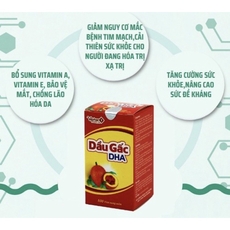 Viên Dầu gấc DHA Viphar- bổ sung Vitamin A, tăng cường thị lực, làm đẹp da