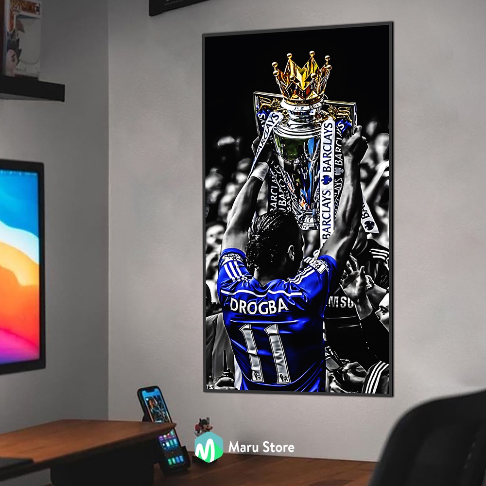 Tranh Drogba Treo Tường Có Khung Trang Trí Góc Gaming