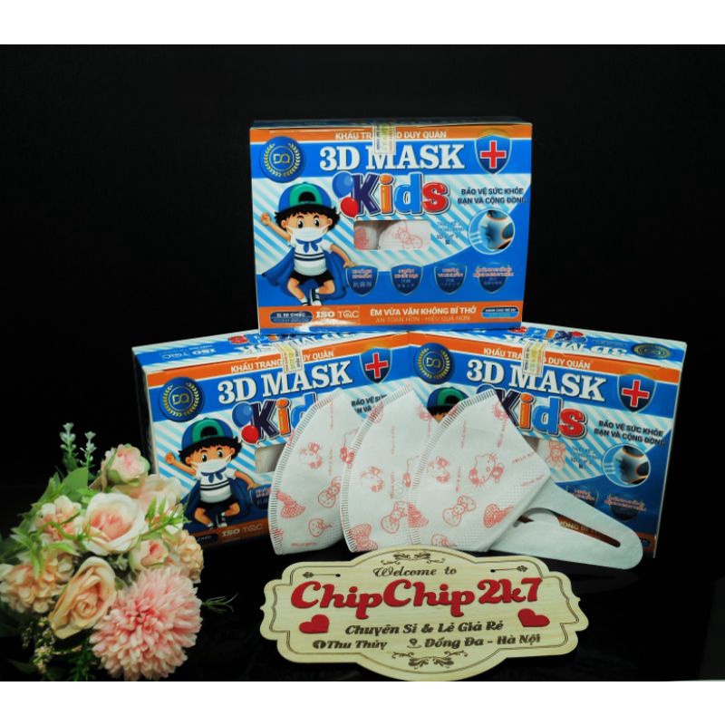 (3d bé)Hộp khẩu trang 3d cho bé 50 cái
