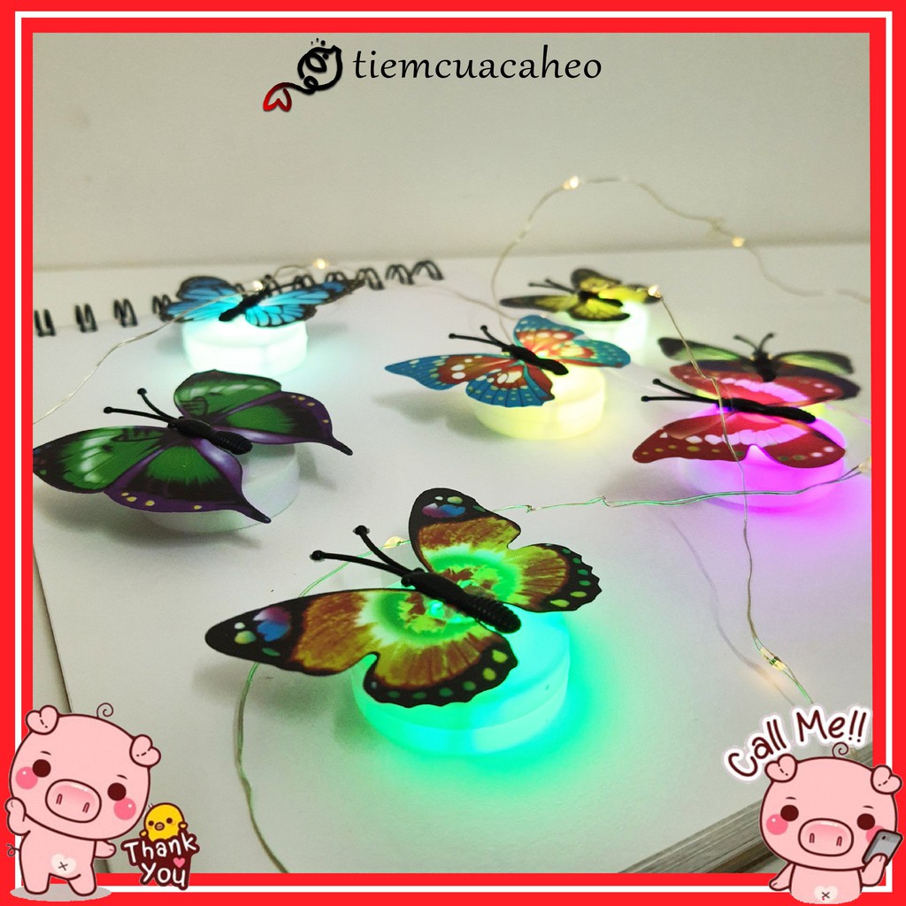 Đèn con Bươm Bướm Dán tường cute đổi màu, thiết kế decor phòng ngủ, phòng khách