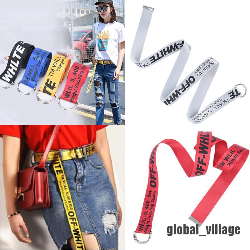 OFF-WHITE Thắt Lưng Vải Canvas Có Thêu Chữ Thời Trang Phong Cách Cho Nữ