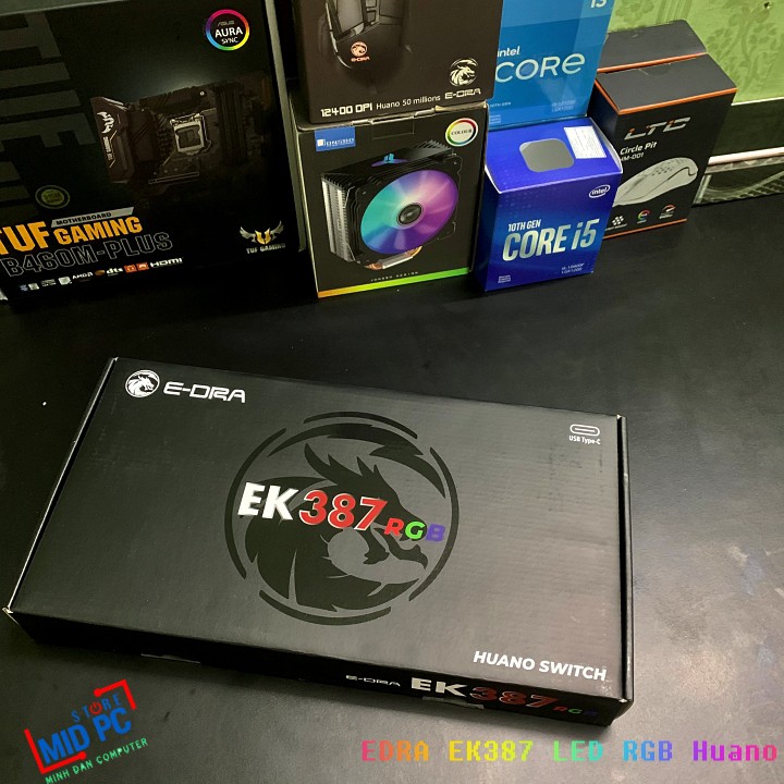 Bàn phím cơ Gaming E-Dra EK387 RGB Huano Switch bản new 2021 BH 24 Tháng