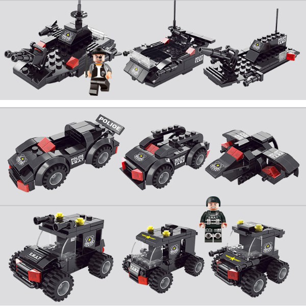 Đồ chơi Lego Lắp ráp xếp hình Xe cảnh sát đặc nhiệm S.W.A.T 8 trong 1 - Qui Fei 5020 - Toys 8 in 1