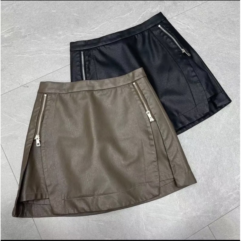 Chân Váy Da - Quần Da Giả Váy Dáng Chữ A Lưng Cao Phối Khoá Kéo Cá Tính Siêu Hot | BigBuy360 - bigbuy360.vn