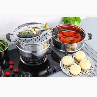 Nồi hấp inox 3 tầng 28cm đa năng
