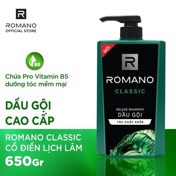 (CHÍNH HÃNG) Dầu gội cao cấp Romano Classic cổ điển lịch lãm tóc chắc khỏe 650G /900G